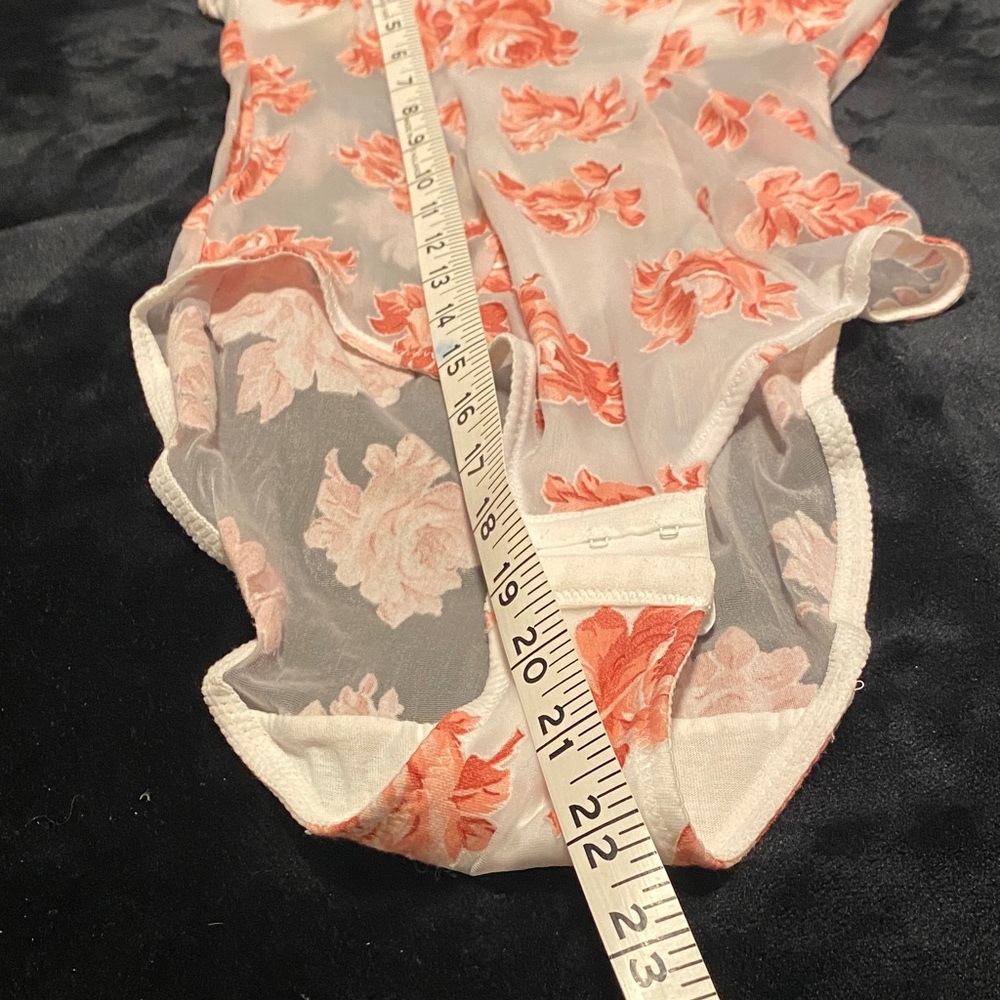 Vintage Rosy Floral Sheer Mesh Bodysuit | 34B NWT | Deadstock French Lingerie - Picture 13 of 16